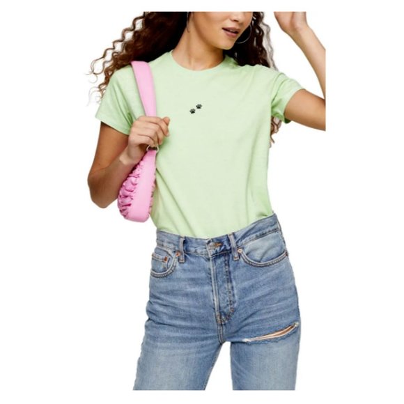 Green Paw Print T-shirt Multi Sizes New - Picture 3 of 5